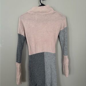 SHEIN Pink and Gray Cowl Turtleneck Sweater